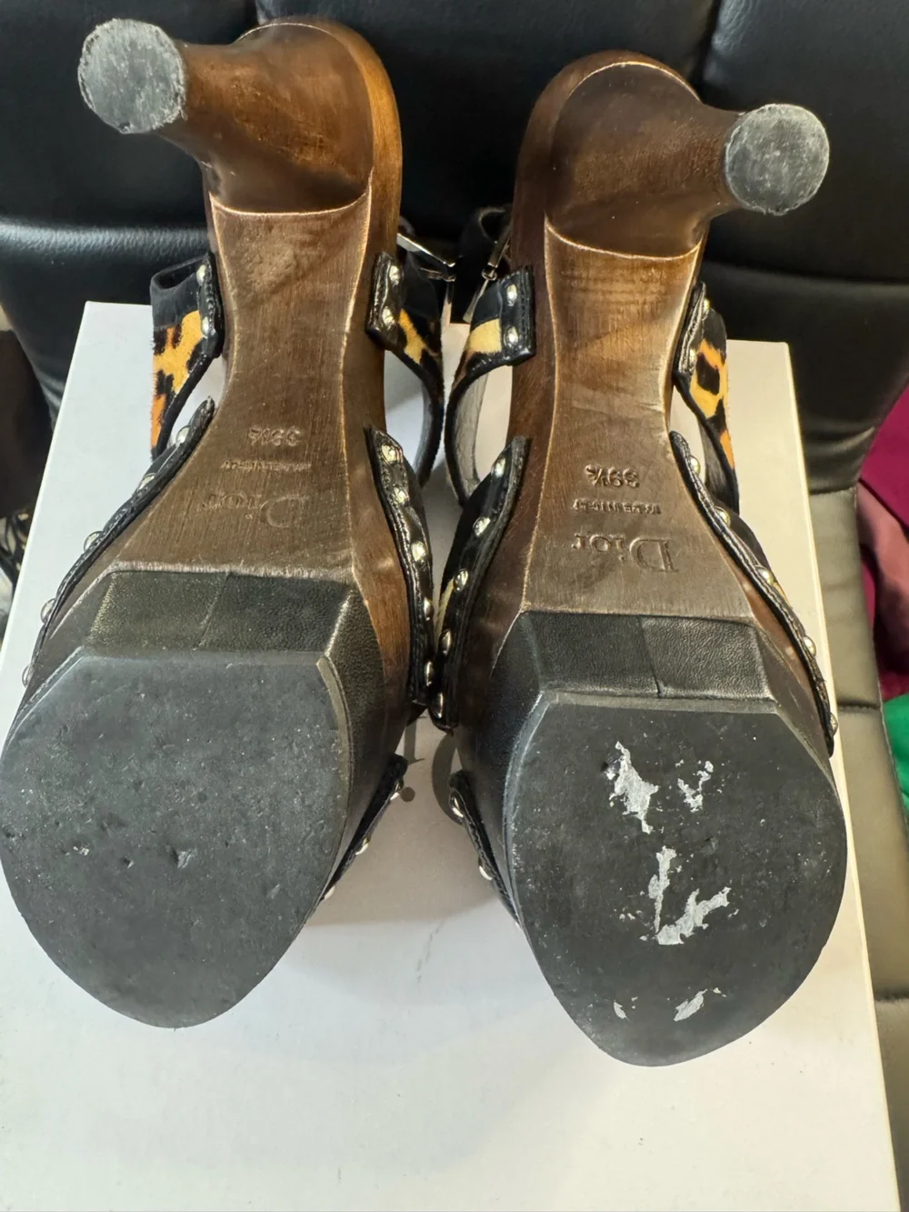 Christian Dior pony hair leopard heels